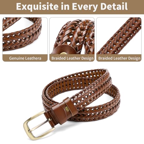 SENDEFN Leather Braided Belts for Men, 1 3/8" Casual Woven Leather Belt for Men Jeans Golf Dress Pants with Gift Box4
