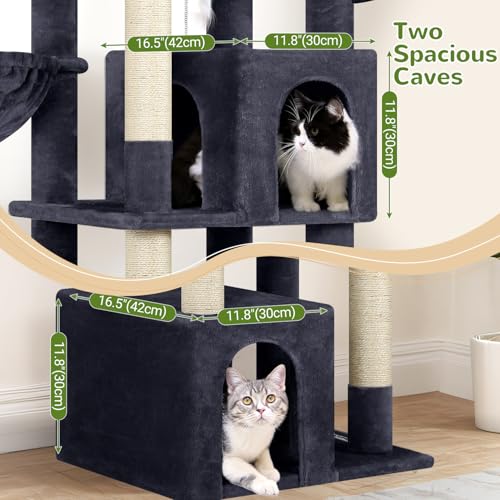Image of Globlazer Sturdy Cat Tree for Indoor Cats 20 lbs, S68, Dark Grey