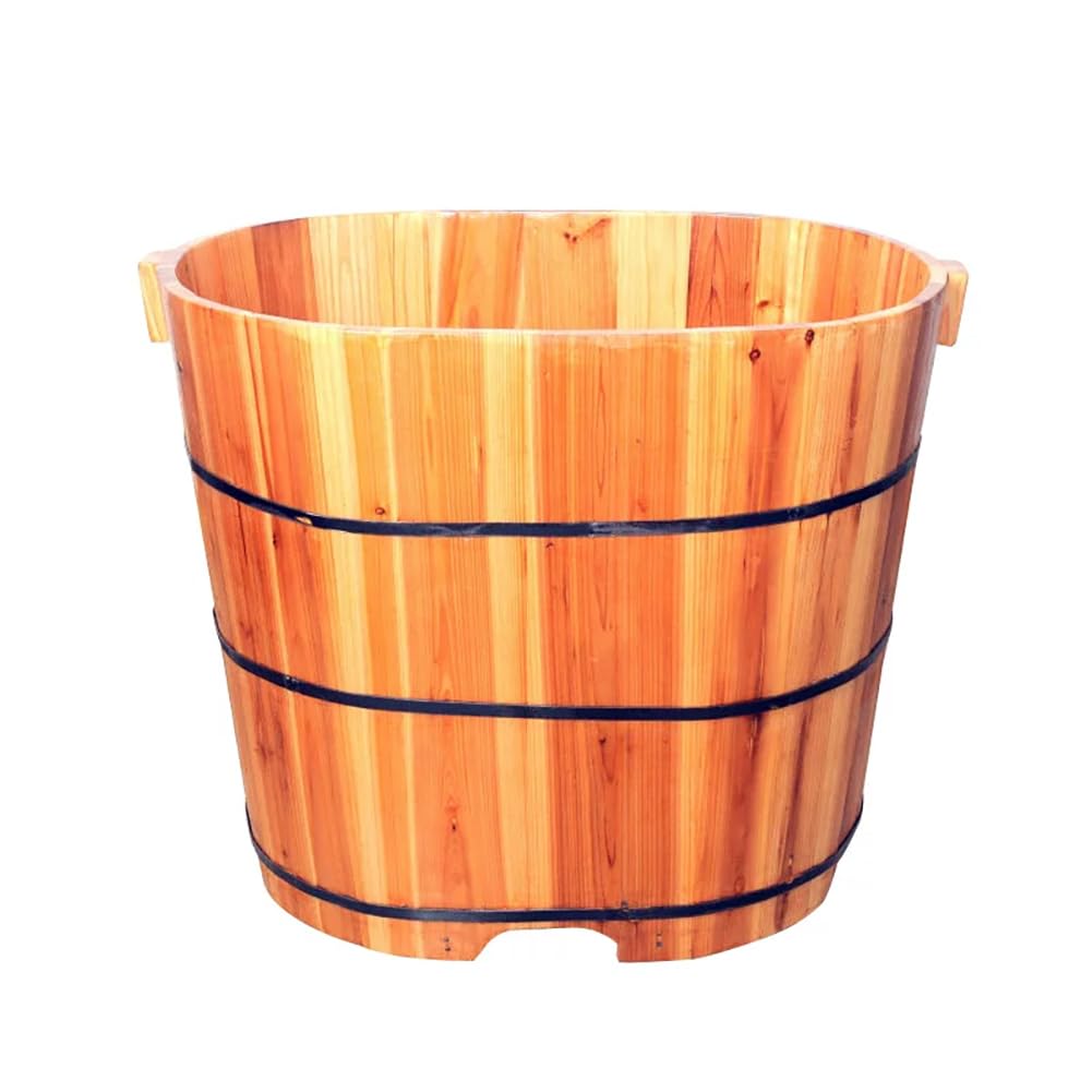 Pa-Dabaoo 70Cm Cedar Handcrafted Wooden Bathtub,Wooden Bath Tub With Internal Bench,Solid Wood Soaking Spa Stand Alone Bathtubs, Thickened Natural Soaking Barrel,For Both Family Members,