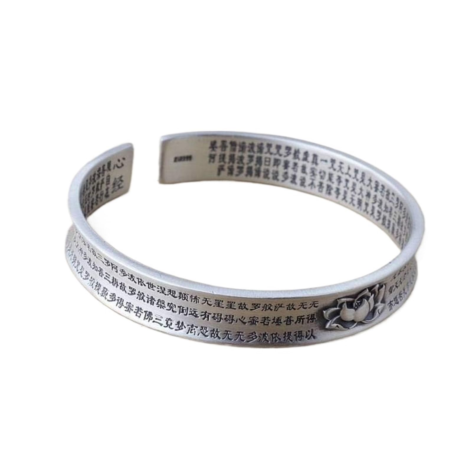 Bracciale in argento, bracciale rigido alla moda, braccialetto in argento 999 femminile con detti buddisti buddisti Bracciale in argento con apertura concava. Come mostrato, i braccialetti possono ess
