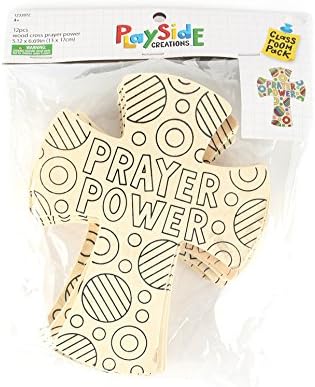 Playside Creations VBS and Camp Crafts, poder de oración de cruz de madera, natural, 12 unidades