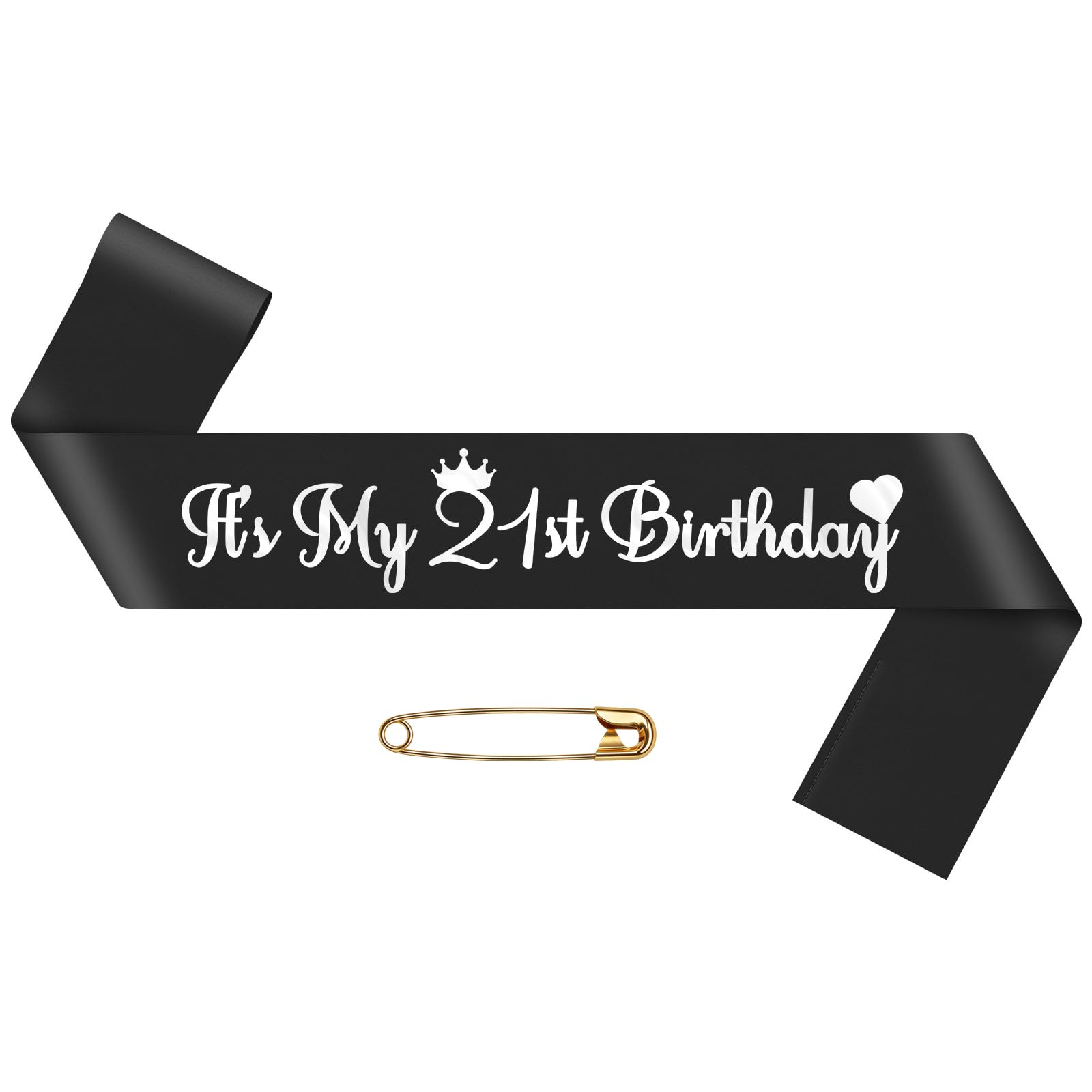 21st Birthday Sash Party Decoration for Girls Women 21st Birthday Gift for Girls Her Decorations Accessories Black Satin Sash Happy 21 Year Old Birthdays Decoration 21 Year Old Party Favors Supplies