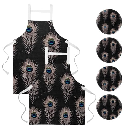 Tablier de cuisine lot de 2 anti-taches pour le travail en bistrot et les tâches ménagères