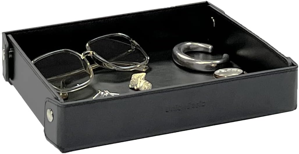 UnionBasicMedium Desk Organizer Tray Holder for Small Gadgets Keys Phones Coins, Black Plus