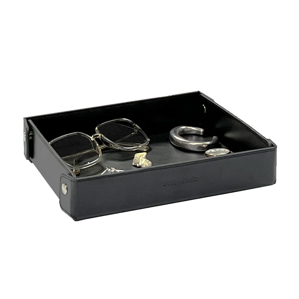 UnionBasicMedium Desk Organizer Tray Holder for Small Gadgets Keys Phones Coins, Black Plus