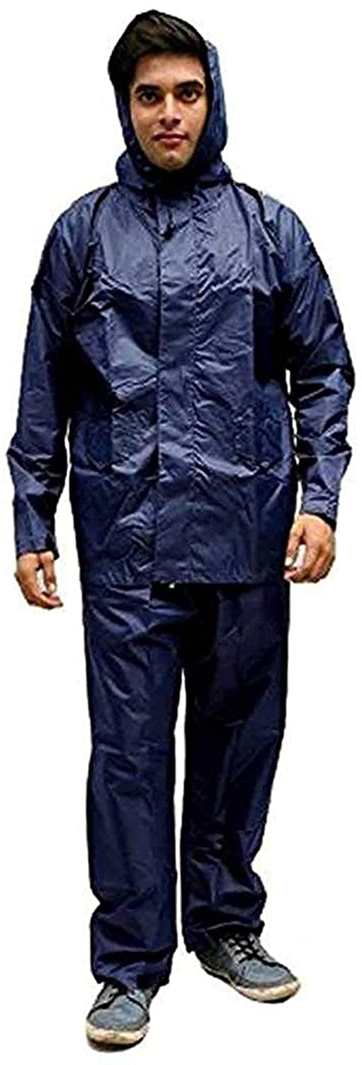 n g products Men/Women Stylish Raincoat/Rainwear/Rainsuit/barsaati/Overcoat with Hood and Side Pocket 100% Waterproof Portable rain Suit for Men/Women_Size- XXL (Blue)-picture-28