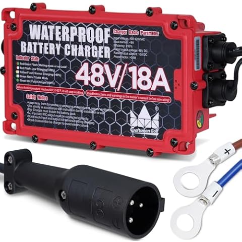 CRAFTSMAN GOLF 18 AMP Golf Cart Battery Charger for 48 Volt Club Car Onboard Golf Carts with 3-Pin Round Plug Cover