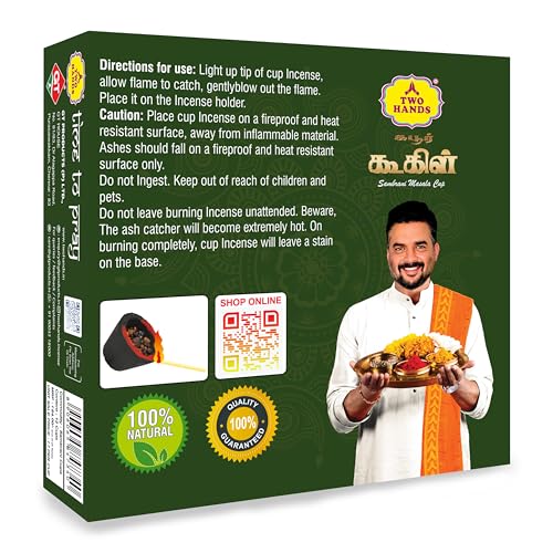 Image of TwoHands Kapur Guggal Sambrani Dhoop Cups for Pooja (36 Cups) | Kapur Guggal Loban Cup Dhoop | Natural Havan Dhoop Cups for Home, Meditation & Festivals | Pack of 3x12 + Free Burner Plate