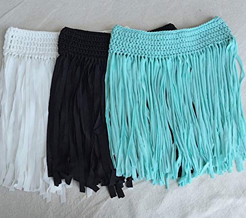 Mini jupe à franges lycra bleue pour cacher les hanches avec élégance