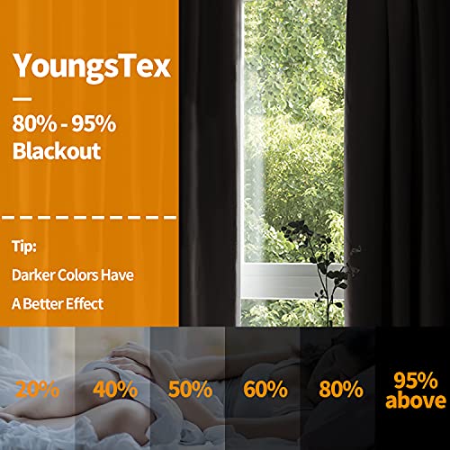 Image of YoungsTex Brown Blackout Curtains for Bedroom 84 Inches Length - Thermal Insulated with Grommet Room Darkening Curtains for Living Room, 2 Panels, 42 x 84 Inch