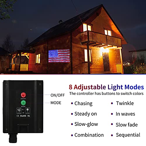 Xtf2015 Solar American Flag Lights, 2-In-1 Solar Powered & Plug In American Flag Light, 420 Led Waterproof Patriotic Ornaments For Memorial Day, Independence Day, 4Th Of July, Party, Yard Decorations #TOP3