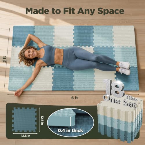 Image of AIRHOP 18 PCS Gym Floor Mat, EVA Foam Puzzle Gym Mat, High-Density Interlocking Foam Floor Tiles for Home Gym, Play Workout Garage Kitchen Flooring 12.6 inchx12.6 inchx0.4 inch