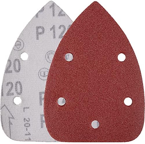 YoiYee 40 Grit Mouse Detail Sander Sanding Sheet, 5 Holes Sand Paper Pad, Hook and Loop Sandpaper, Ideal for Wood/Paint,140 x 90mm, Pack of 10