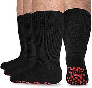 NOVAYARD 3 Pairs Diabetic socks Non Slip Hospital Wide Crew Edema Bariatric Socks(Black)