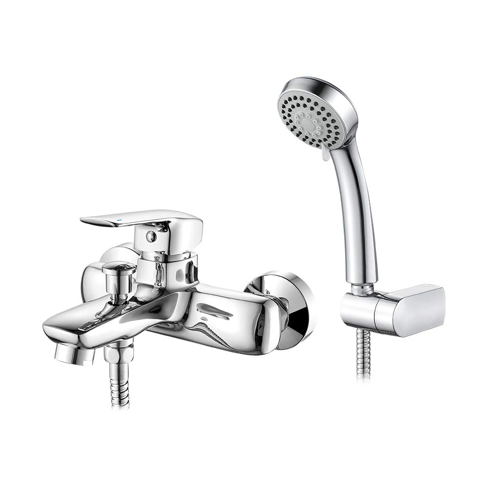 Ibergrif M13025-Nimes, Conjunto de Grifo para Bañera, Mezclador de Baño-Ducha Monomando para Instalación en Pared, Cromo