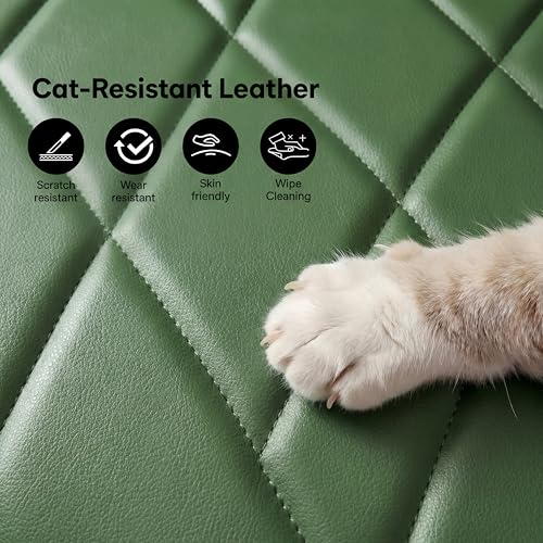 Image of Armless Desk Chair, Morden Home Office Chair no Arms, Adjustable Height & Rocking Computer Chair, PU Leather Vanity Chair, Ergonomic Seat Soft Padded Desk Chairs for Home Small Space, Green