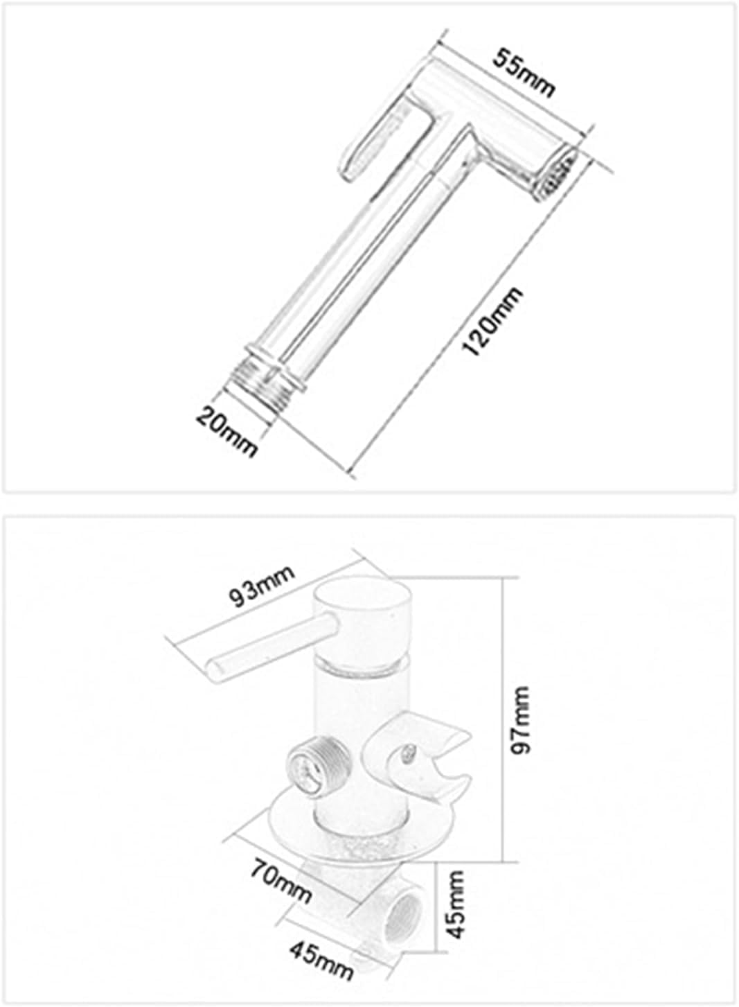 Portable Toilet Hand Shower, Portable Bidet Sprayer, Washbasin Spray Gun, Intimate Hygiene Toilet Hand Shower Kit, Handheld Bidet Sprayer for Toilet, Gold,Noir
