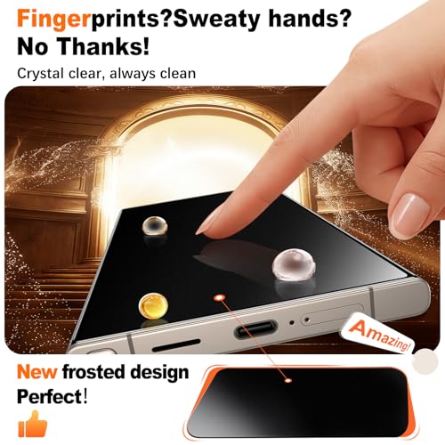 Image of UniqueMe 2 PACK for Samsung Galaxy S24 Ultra Matte Privacy Screen Protector | Anti-Glare, Anti-Fingerprint, Fingerprint Unlocking, Easy Installation, Bubble-Free, 9H Hardness, Tempered Glass