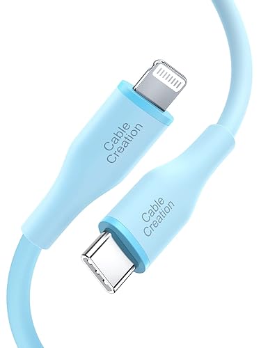 CableCreation Cable USB C a Lightning de 6 pies, certificado MFi Cable USB-C a Lightning de silicona de flujo suave PD de carga rápida para iPhone