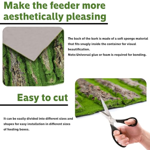 Image of 15.75x11.81in Reptile Terrarium Cork Background,Bearded Dragon Tank Bark Backdrop Wall Decor with Artificial Moss for Gecko Lizard Tortoise Frog Chameleon(1Pcs)