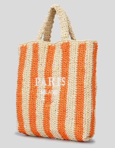 Bolso Tote de Paja para Mujer Verano Color Brillante miniatura 7