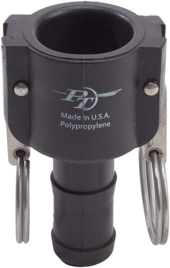Made in the USA 1 PVC Camlock Hose Shank Fitting - Plastic Hose Barb Coupler - Poly Type C Female Cam Lock Hose Adapter - Barbed Hose Cam & Groove Coupler