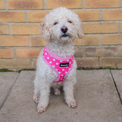 AllPetSolutions Dog Harness - Cool Pet Vest with Back D-Ring for Dog Lead Clips - Mesh Puppy Harness with Soft Padding - Training Stuff and Supplies for Small, Medium, Large Dogs - S, Pink Polka Dot