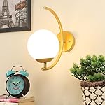 TuCasa Golden Metal Decorative Wall Lamp with Glass Globe Holder Type-E-27 (Design 5)