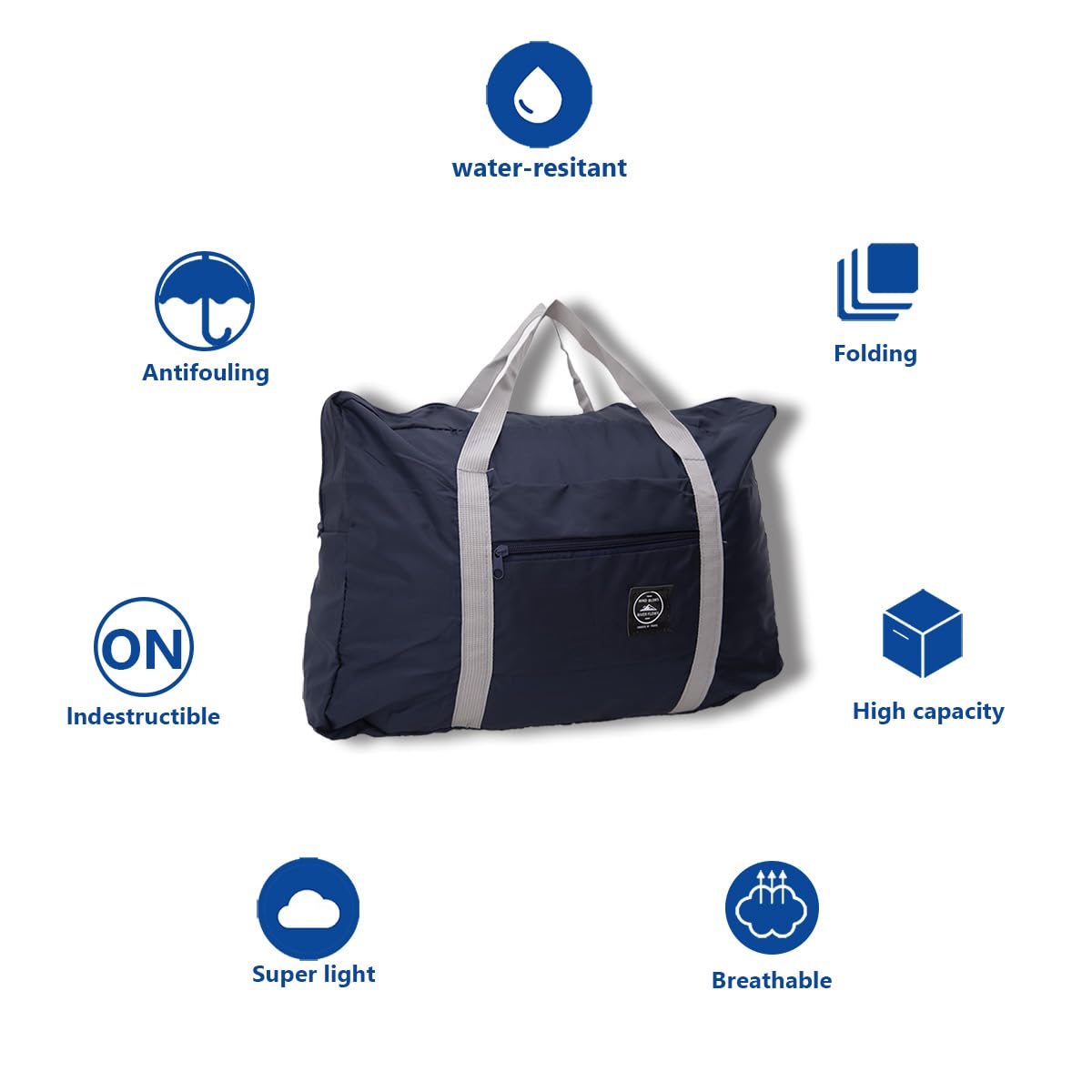 Borsone da Viaggio Pieghevole, Borse Viaggio Leggere E Impermeabili Adatte per Sport Pernottamento Vacanze Shopping Fine Settimana Gite Palestra (Navy)