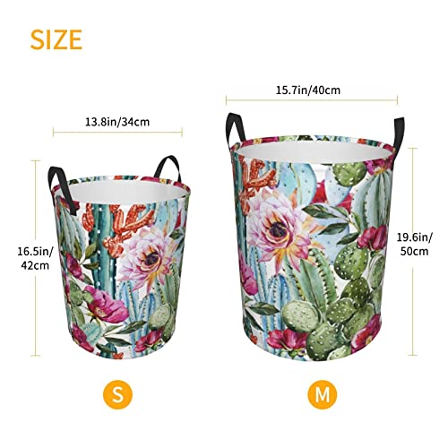 Panier à linge imprimé cactus pour salle de bain ordonnée