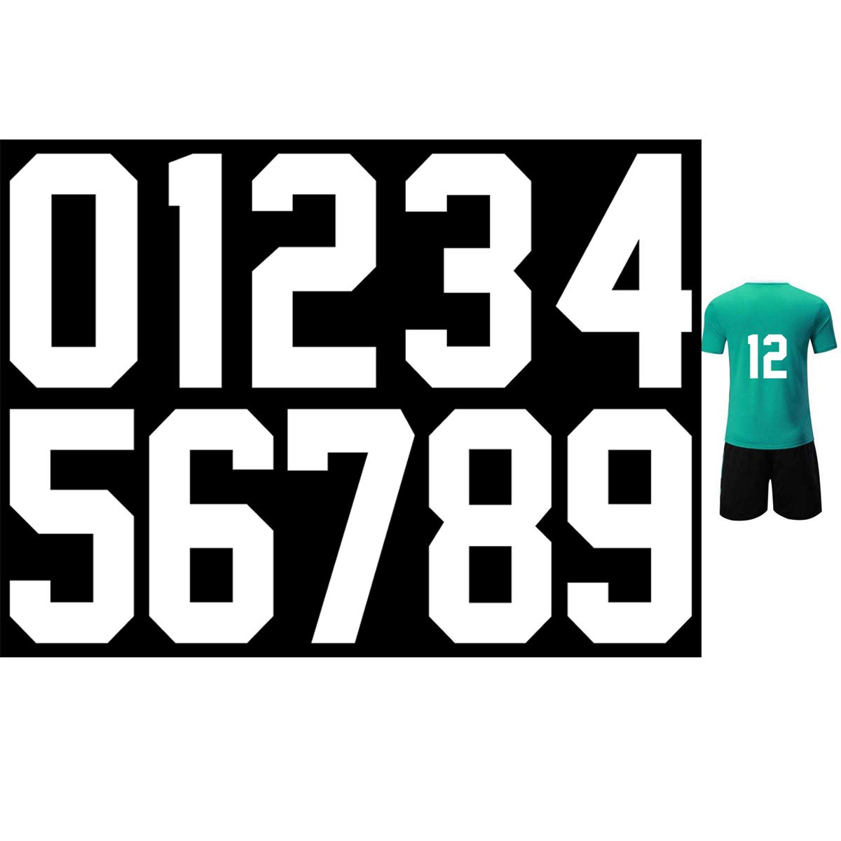 8 Inch Iron Heat Transfer Number 0 to 9 for Sports T-Shirt Jersey Football Baseball,Team t-Shirt (0-9)