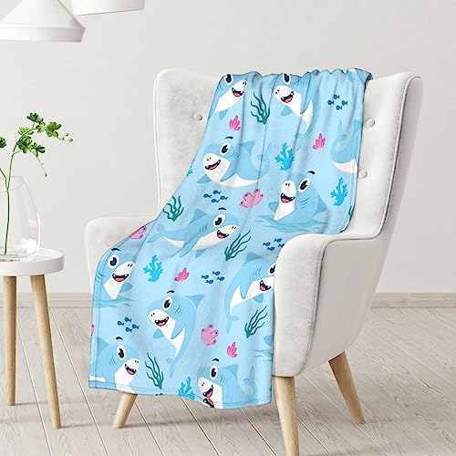 Shark Blanket Gifts - 60"x80" Cute Throw Blanket for Kids & Adults - Blue Soft Fuzzy Blankets for Bed, Couch & Living Room