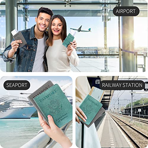 Vidivici Unisex 2Pk Rfid Passport And Vaccine Card Holder Combo,Passport Holder-Black&Light Blue #TOP5