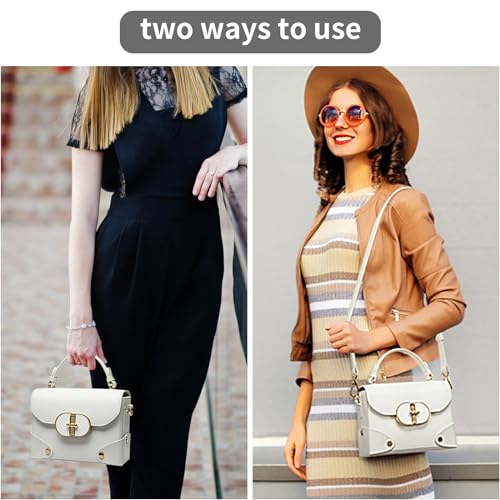 Image of Recycled Leather Phone Bag Top Handle Crossbody Square Purse | Roomy interior, detachable strap, sturdy hardware, for work travel daily