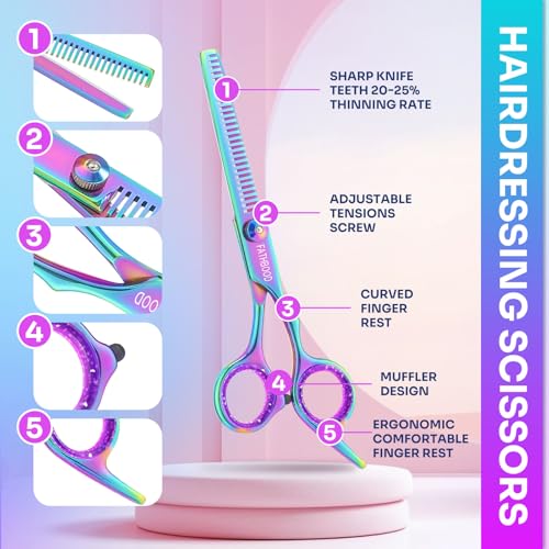 Friseurschere Set, 14 Stücke Profi 6,7 Zoll Haarschere Set, Scharfe Haarschneideschere, Hohe Qualität 440C Delstahl haarschere friseurschere Set für Damen Herren Kinder Familie Friseursalon