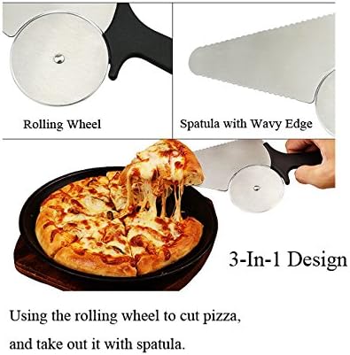 Miniatura 4 de Cortador de pizza 3 en 1 y rebanador de servidor  Hoja de rueda de acero inoxidable extra afilada  Mango antideslizante con forma ergonómica  Para