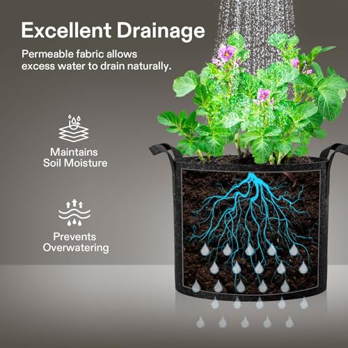 Image of VIVOSUN 10-Pack 3 Gallon Plant Grow Bags Fabric Pots with Handles