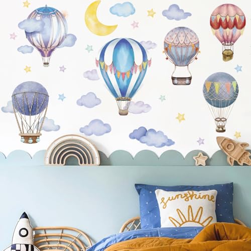 Vinilo decorativo globo aerostático grande estilo acuarela miniatura 3