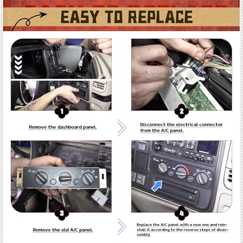 599-007 AC Heater Control Panel Climate Control Module Switch Without Rear Window Defogger for Chevy Truck GMC C1500 C2500 C3500 K1500 K2500 K3500 Truck 1996-1999 9378815 16231175