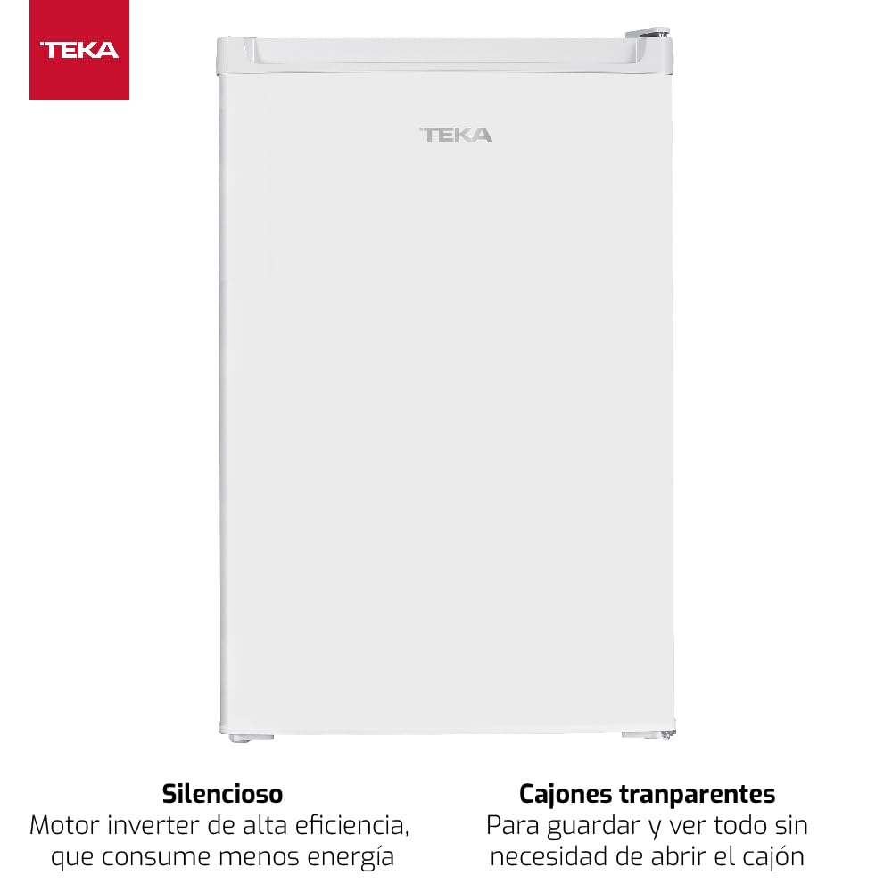 TEKA Mini Congelador Libre Instalación, Motor Inverter, 91 Litros, 1 Puerta, Cajones Transparentes, Puerta Reversible, RSF 10140 WH