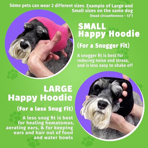 Happy Hoodie – Das Original Beruhigungsband für Hunde & Katzen – zur Angstlinderung – Geräuschunterdrückung bei Feuerwerk, Gewitter, Haustierpflege & Krafttrocknung – Beruhigungshilfe für Hunde seit