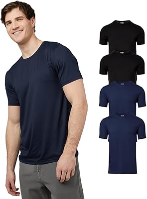 32 Degrees Mens 4 Pack Cool Crewneck T-Shirt | Anti-Odor | Quick Drying | 4-Way Stretch