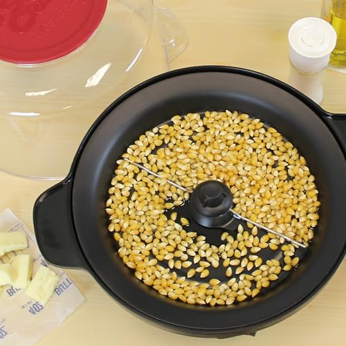 West Bend 82505 Stir Crazy Electric Hot Oil Popcorn Popper Machine with Stirring Rod Offers Large Lid for Serving Bowl and Convenient Storage, 6-quart, Red by WEST BEND - Image 2