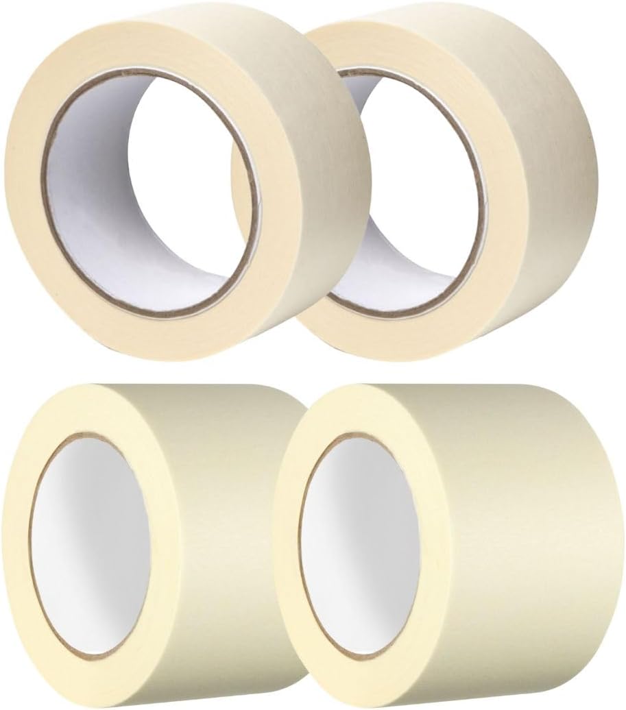 GTSE Wide Masking Tape, 2 Rolls of 3 inches x 55 Yards / 2 Rolls of 2 Inches x 55 Yards Multi-Surface Adhesive Painting Tape, 4 Rolls (2 of Each Size)