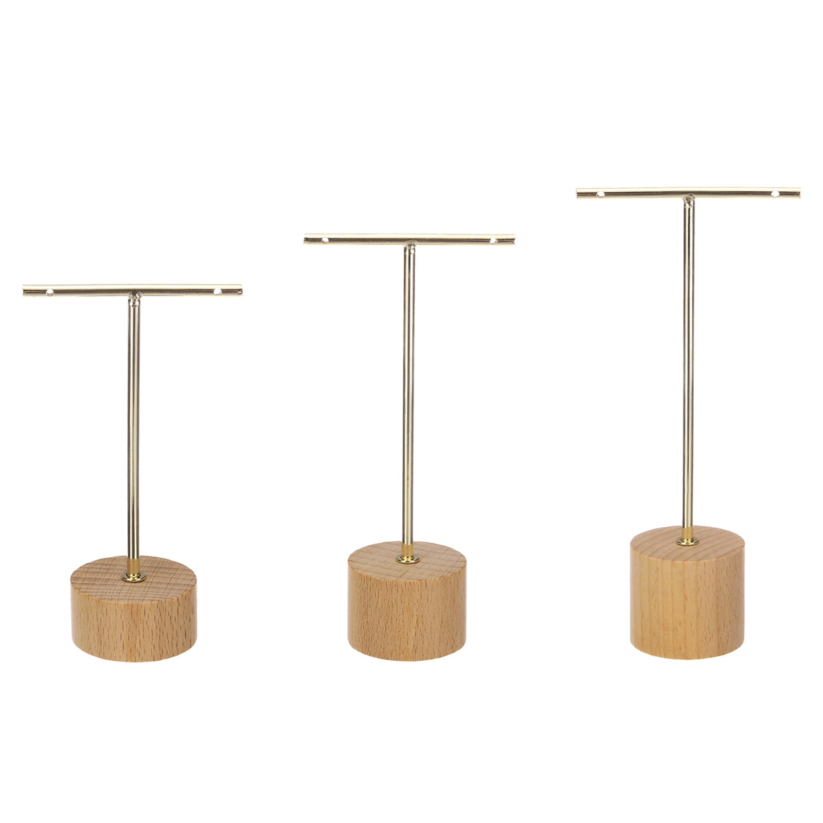 Présentoir de boucles d'oreilles en métal doré et bois de qualité supérieure