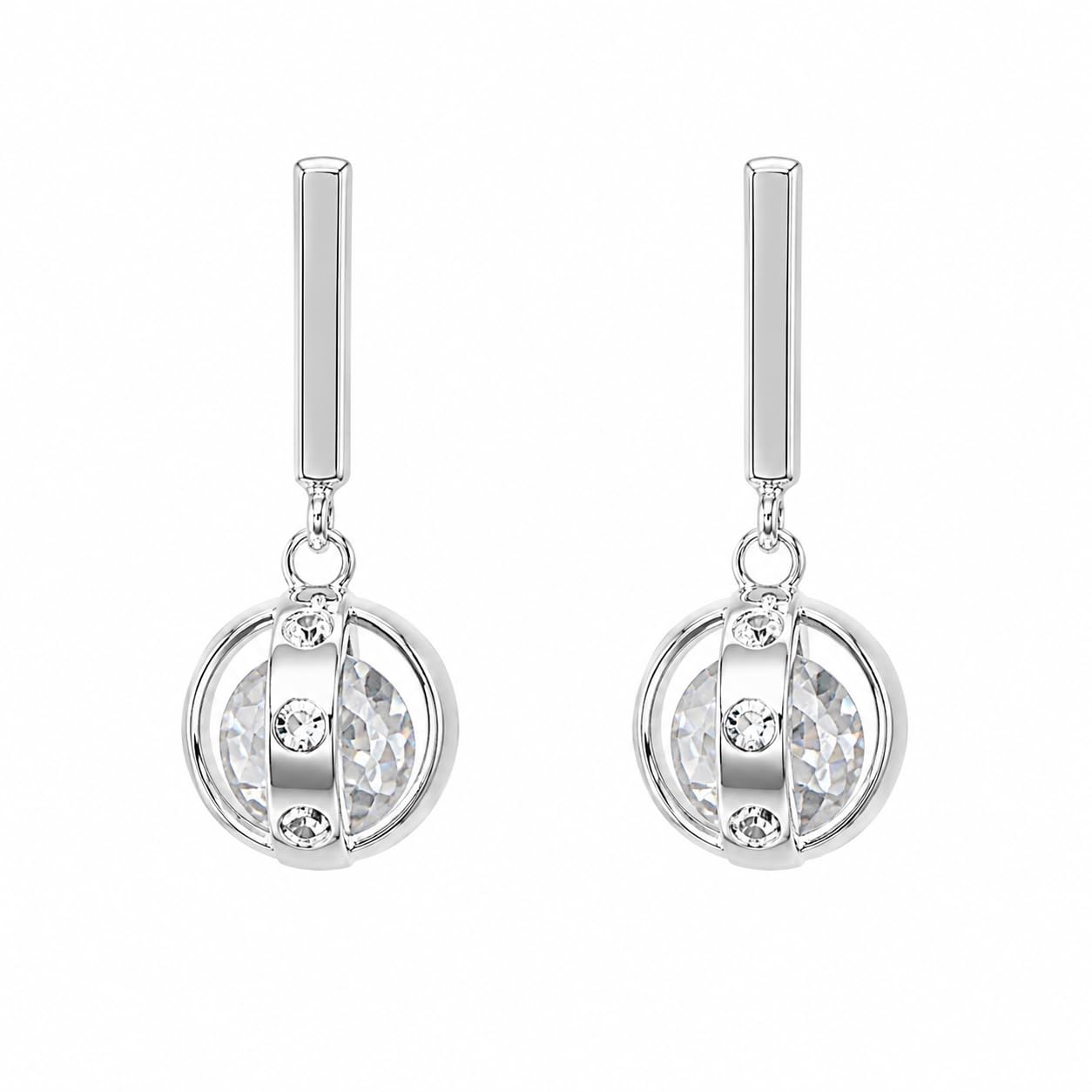 Sparkling Crystal Drop Earrings with Elegant Design for Women (Silver)