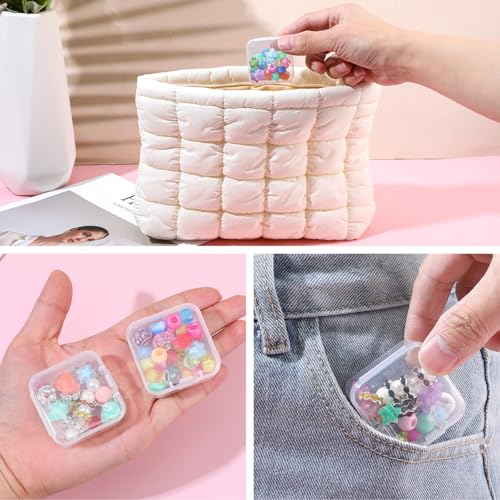 Image of Qianyu 31 Pcs Small Bead Storage Containers Mini Clear Plastic Rectangle Transparent Organizer Box Cases with Hinged Lids for Organizing Craft Tiny Items and Jewelry Making Supplies
