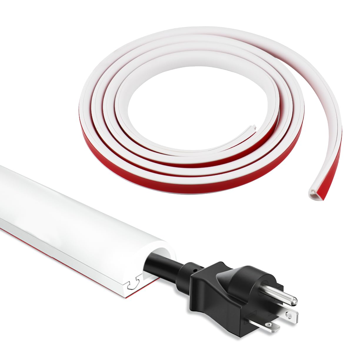 Goulotte Passe-Câble 2M Auto-Adhésif Blanc 14x10mm - Cache Câble TV Mural Sol