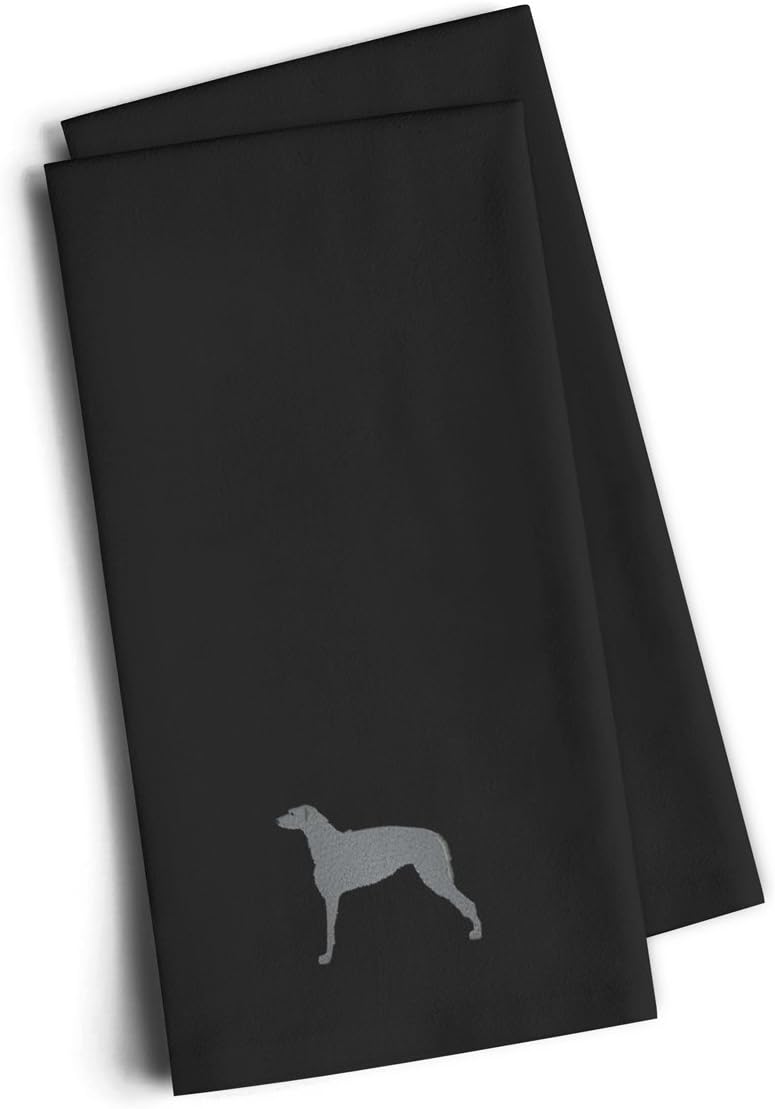 Caroline's Treasures BB3381BKTWE English Setter Black Embroidered Towel Set of 2 Decorative Bathroom Guest Hand Towel for Hand, Face, Tea, Dishcloth, 19 X 25, Black