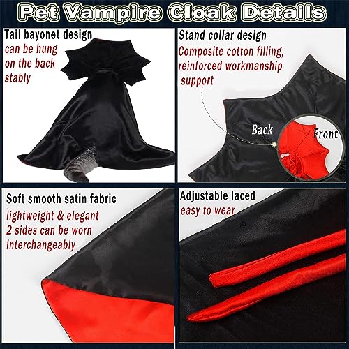 Disfraz Halloween para perro grande, 2 piezas alas y capa vampiro miniatura 6